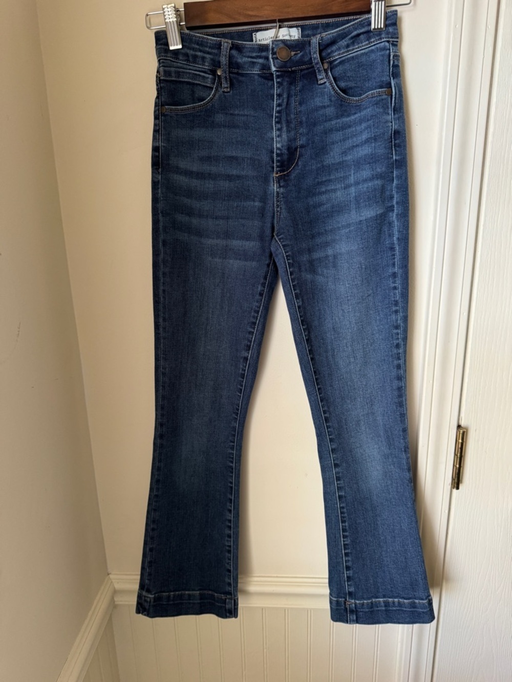 Articles Of Society Dark Blue Flare Crop Jeans Size 24